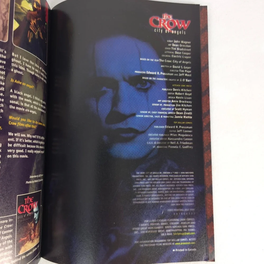 The Crow City of Angels Comic No. 1 Variant Covers A & B Kitchen Sink Comix 1996